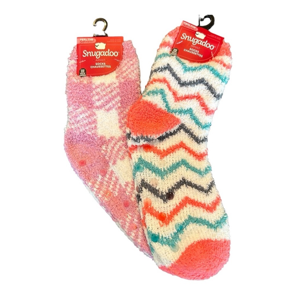 Snugadoo Super Soft Womens Non-Skid Adult Socks 2 Pair Variety Set‎ One Size NEW